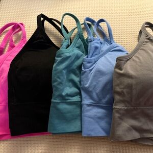 Assorted Seamless Sports Bras w Removable Cups - Pink, Black, Teal, Blue, Gray